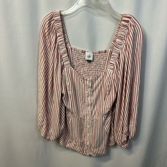 Cabi Carnival Top Puff Sleeve Smocked Back Long Sleeve Striped #5890 Medium - Picture 2 of 8